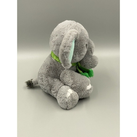 10” Gray Elephant Plush W/ Green Scarf Animal Adventure Stuffed Animal - Picture 5 of 10